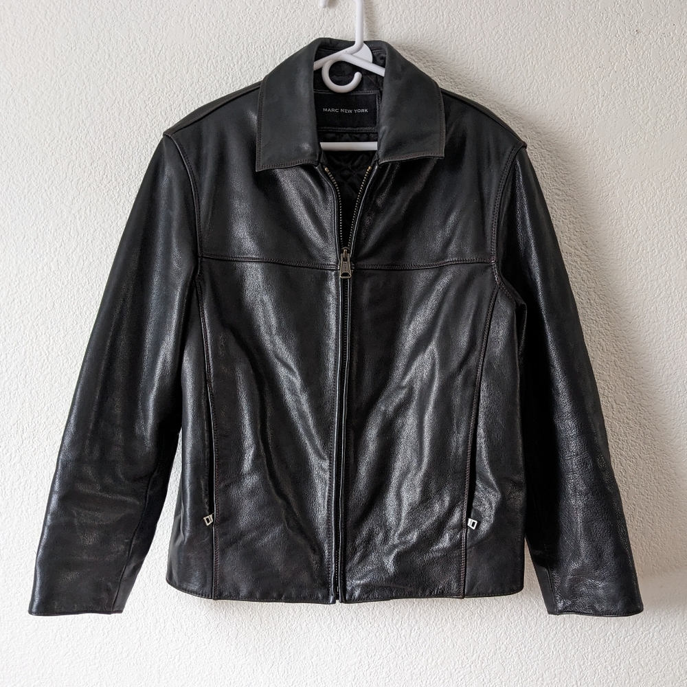 Vintage Marc New York Black Leather Jacket - Women's Medium